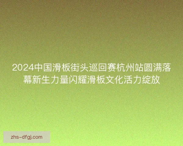 2024中国滑板街头巡回赛杭州站圆满落幕新生力量闪耀滑板文化活力绽放